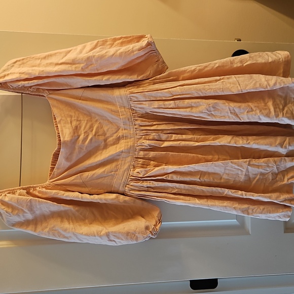 Mable Pink Londyn Fit & Flare 3/4 Puff Sleeve Babydoll Mini, Medium | Linen - Picture 4 of 13